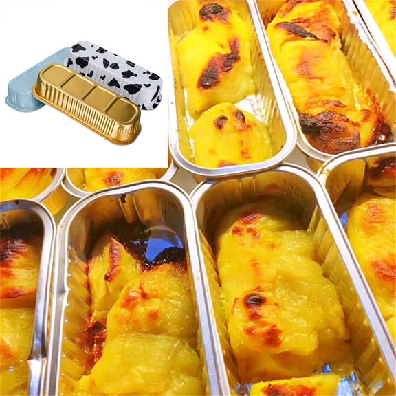 6.8 FL.OZ Aluminum Foil Bread Pans with Lids – 10 Pack Disposable Mini Loaf Pans for Baking Cupcakes Pudding Cheesecake,Sturdy Stackable Rectangular Containers Gold
