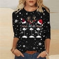 thumbnail image 2 of 3/4 Length Sleeve Womens Christmas Tops Casual Loose Fit Crewneck T Shirts Cute Xmas Santa Claus Graphic Tees, 2 of 5
