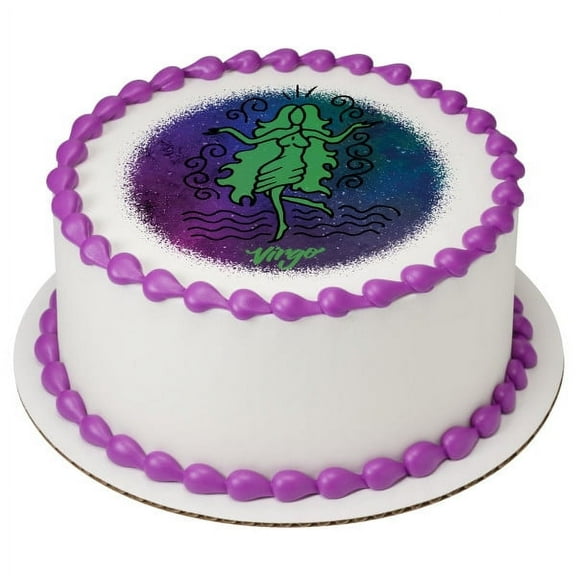 Whimsical Practicality's Virgo Zodiac Sign Edible Icing Image Cake Topper-8 inch Round or Larger