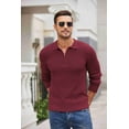 thumbnail image 3 of COOFANDY Men's Quarter Zip Polo Sweater Business Casual Slim Fit Sweater Chrismas, 3 of 9