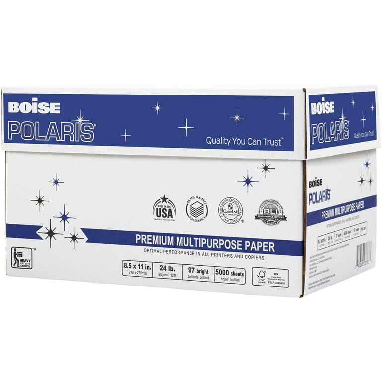 Boise Polaris Premium Multipurpose Paper 8 1/2 x 11 20lb White 5000/CT