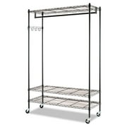 Alera GR364818BL Wire Shelving Garment Rack, Coat Rack, Stand Alone Rack with Casters - Black Steel