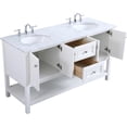 thumbnail image 3 of Elegant Decor Metropolis 60" Double Sink Marble Top Bathroom Vanity in White, 3 of 15