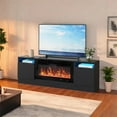 thumbnail image 2 of Modern TV Stand for TV up to 75", Black Television Console Table with Storage Cabinet, Black Entertainment Center for Living Room, Fits Into 36'' Electric Fireplace(Not Included Fireplace), 2 of 8