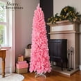 thumbnail image 7 of Pink Artificial Christmas Tree 7.5ft, Unlit Pencil Xmas Tree with Sturdy Crossed Base and Lifelike Branches, Realistic Indoor Holiday Decoration, 7 of 7