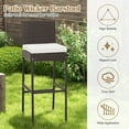 thumbnail image 6 of RELAX4LIFE Outdoor Bar Stools Set of 2 - Wicker Rattan Patio Barstools Tall Chairs w/Back, Footrest, Seat Cushions & Metal Frame, 400LBS Weight Capacity, 30’’ Counter Height Bar Stools (2, Mix Brown), 6 of 9