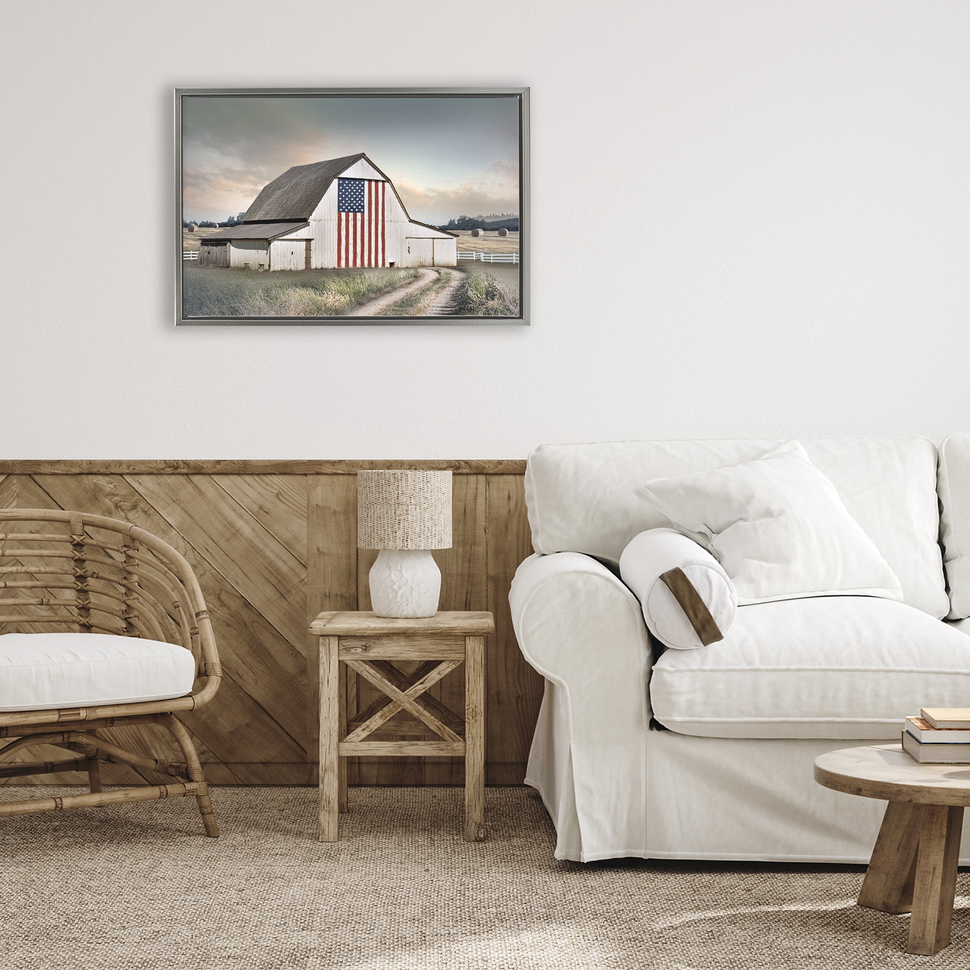 Stupell Industries Land That I Love Barn Gray Framed Floater Canvas Wall Art, design by CAD Designs