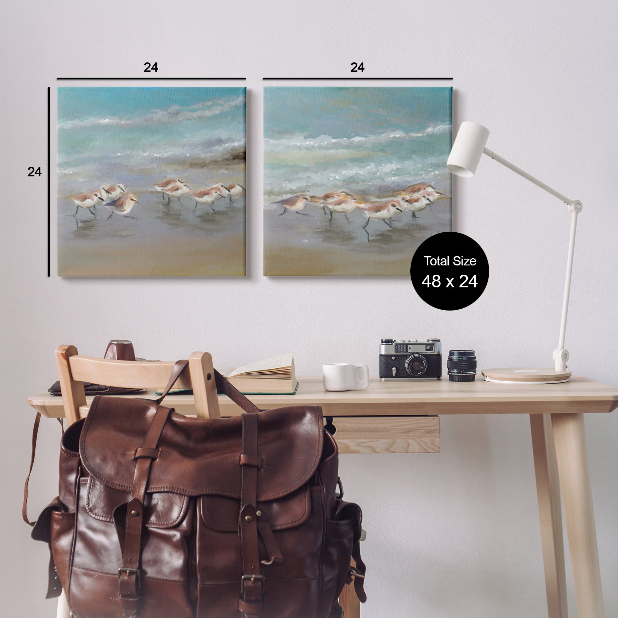 Stupell Sandpipers Flock Summer Beach Sand Animals & Insects Painting Gallery Wrapped Canvas Print Wall Art, Set of 2