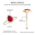 thumbnail image 5 of Rosec Jewels Certified Lab Grown Ruby Teardrop Engagement Ring - (1 Ct) Pear Shaped Ruby Diamond Ring - AAAA Grade, 14K Yellow Gold, US 8.00, 5 of 6