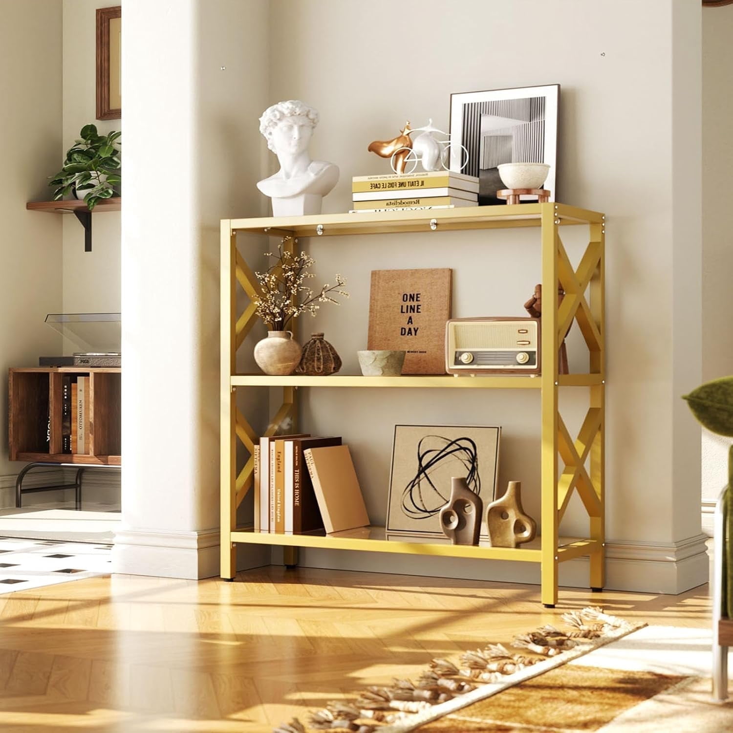 Casual Home Montego 3 Tier X-Design Wooden Bookcase - Walmart.com