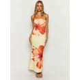thumbnail image 6 of Women'S Strapless Floral Print Bodycon Maxi Dress for Summer Weddings and Parties Yellow S, 6 of 8