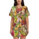 thumbnail image 1 of Fotbe Bright Mushrooms Conjunto de Pijama Estampado para Mujer, 2 Piezas, Ropa de Dormir con Camiseta de Manga Corta y Shorts Suaves-Large, 1 of 6