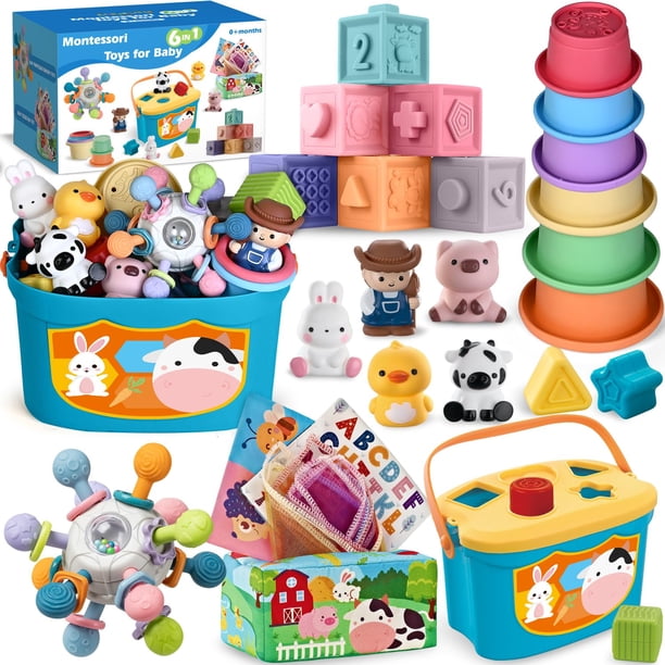Baby Toys OCHIDO 6-12 meses Montessori 6 en 1 con juguete para la dentición