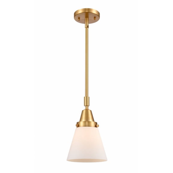 447-1S-SG-G61 Innovations Lighting Cone - 1 Light Stem Hung Mini Pendant In Industrial Style-9.13 Inches Tall and 6 Inches Wide-Satin Gold