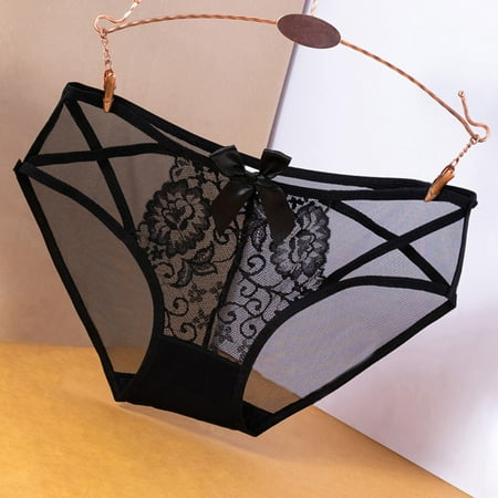 kpoplk Womens Underwear Sexy Thong Lace Underpant Back Coverage Panties L Clear
