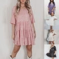 thumbnail image 3 of ALSLIAO Vestido de lentejuelas para mujer, manga corta, brillante, túnica, vestido de fiesta, ropa de club, rosa, talla S, 3 of 7