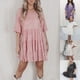 thumbnail image 4 of ALSLIAO Vestido de lentejuelas para mujer, manga corta, brillante, túnica, vestido de fiesta, ropa de club, morado, M, 4 of 8