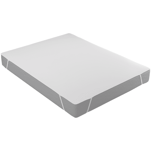 White Towel Fabric Mattress Protector, 63 x 78.7 in Waterproof Cover with Four Corner Straps, Breathable Stainproof Bedding for Mattress Protection