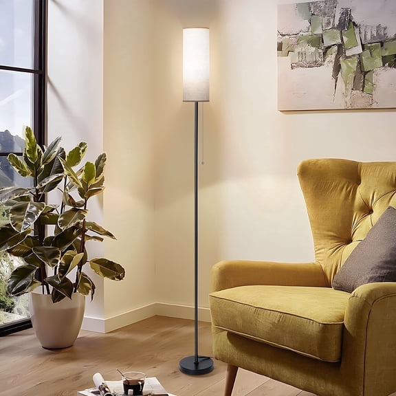 Coliware Floor Lamp, Modern Standing Lamp with Line Shade, Tall Reading Pole Lamp for Living Room Bedroom Office