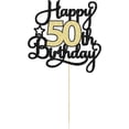 thumbnail image 3 of 1Pc Happy 50th Birthday Cake Topper, 1Pc Black Gold Glitter, 5.9x8.7in, Paper, for Anniversary, Birthday Party Supplies, 3 of 7