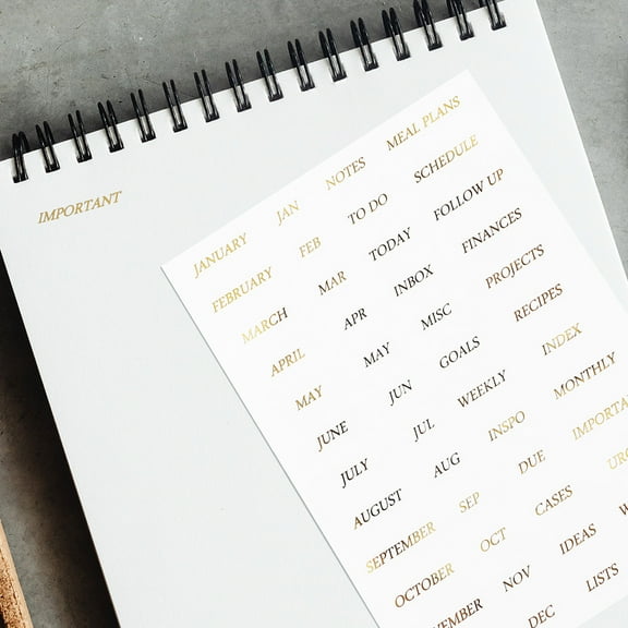 WHAMVOX  8 Sheets Scrapbook English Sticker Month Plan Stickers Monthly Child Golden