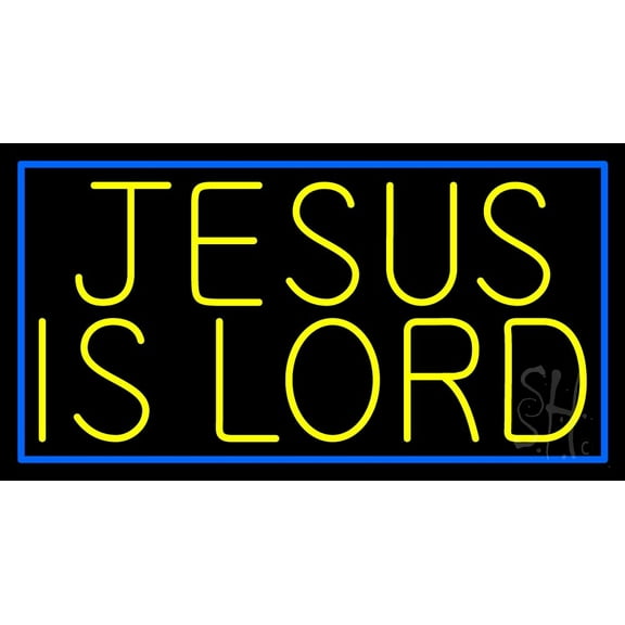 Yellow Jesus Is Lord LED Neon Sign 20" Tall x 37" Wide - inches Black Square Cut Acrylic Backing, with Dimmer - Premium built indoor Sign for Home décor, Event, Religious place, Store interior.