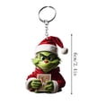 thumbnail image 2 of Grinch Christmas Decorations Green Hair Keychain Initial Acrylic Pendant Decorative Gift Car Keychain Backpack Keychain, 2 of 2