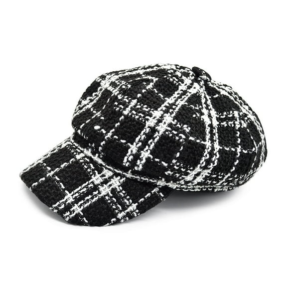 Women's Classic Retro Plaid Newsboy Cap Visor Gatsby Cabbie Hat