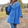 thumbnail image 2 of Riecok Womens Pea Coats Long Sleeve Button down Jackets Lapel Collar Overcoat Warm Casual Winter Outerwear M, 2 of 6