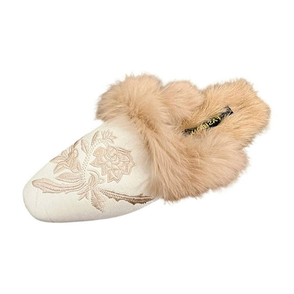 Beige Women'S Chunky Heel Sandals, Embroidered Dress Sandals, Comfortable Casual Slip On Shoes For Summer Fall, Size 6, 0.97 Lb