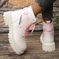 thumbnail image 5 of KEVCHE Women's Slip on Ankle Boots, British Front Lace Up Platform Round Toe Short Boots with Breathable Lining and Cushion Sole, Trendy Boots for Daily Wear, 5 of 6