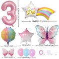 thumbnail image 2 of JKGOO Set de globos rosa de mariposa para cumpleaños, número 3 de 81 cm, 2 of 5