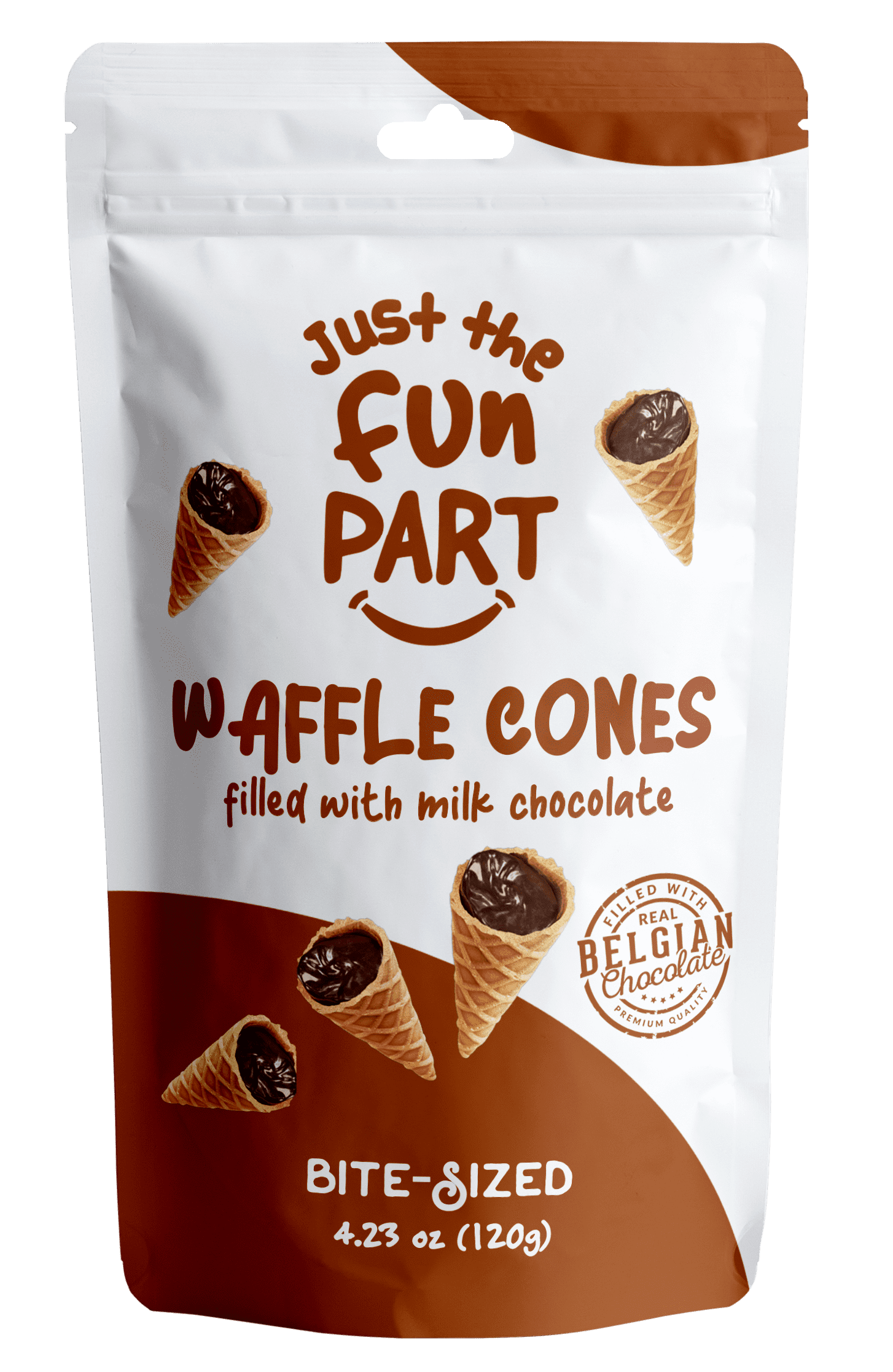 Just The Fun Part Bite-Sized Mini Waffle Cones Filled With Belgian Milk Chocolate