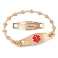 thumbnail image 1 of MedicEngraved Rose Gold Stainless Steel Custom Medical Alert Bracelet - 5mm Heart Link, 1 of 7