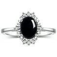 thumbnail image 1 of RYLOS Bagues pour Femmes Bague en Or Blanc 14K avec Pierre Précieuse Ovale 7X5MM et Diamants Étincelants Cabochon Onyx Bijoux Taille 6, 1 of 7