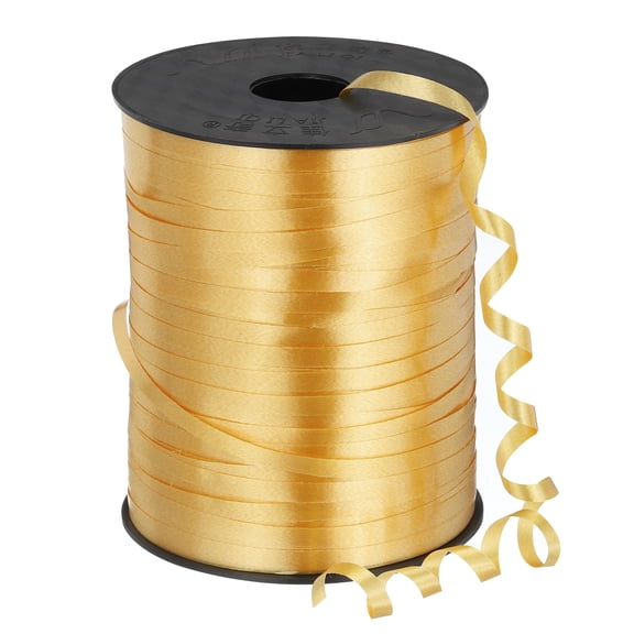Uxcell 500 Yards Curling Ribbon Crimped Balloon String Metallic 3/16" for Party Decoration Gift Wrapping Art Crafts Light Gold