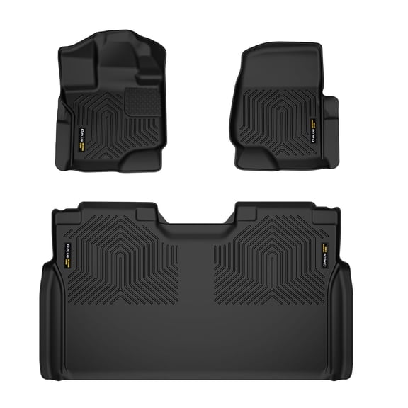 Floor Mats Fit for Ford F150 2015-2025 Super Crew (Includes 2022-2025 Lightning Models) w/o Fold Flat Storage, Custom Fit TPE All Weather Front & 2nd Row Floor Liners Truck Mats,3PCS Black