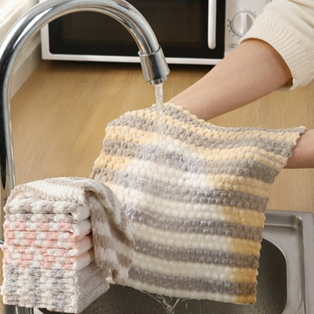 Suncoda Kitchen Rags, Double Sided Composite Fleece Cleaning Towel Wipes Dishcloth Kitchen Towel Cleaning Cloth Household Thickened Wipes 8 Pcs