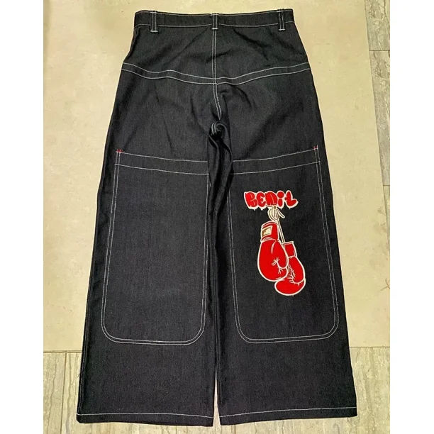 Y2K new tribes バギーパンツ スケート レイブ テクノ JNCO JNCO high quality Embroidered Hip Hop Y2K baggy jeans Tribal Jeans