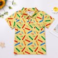 thumbnail image 2 of IDOPIP Toddler Boys Back to School Shirt First Day of Kindergarten Short Sleeve Button Down Shirt, 2 of 8