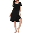 thumbnail image 1 of Vestido de salón para mujeres Inspire Chic, camisones de noche, pijamas de color sólido, camisones de cuello redondo, color negro, 1 of 5