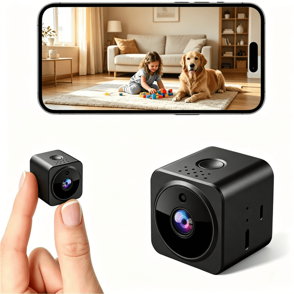 HD Mini WiFi Security Camera, Nanny Cam Video Recorder with Night Vision, App Remote Control, Motion Detection Wireless Indoor Surveillance Cam for Home and Office