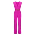 thumbnail image 4 of Kaemgyyd Jumpsuits for Women Fall Fashion V Neck Sleeveless Wide Leg Long Pants Rompers Fashion Work One-Piece Outfit, 4 of 5