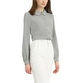 thumbnail image 4 of CURVOSPORT Women's Button Down Shirt Peter Pan Collar Long Sleeve Princess Line Blouse L Gray, 4 of 6