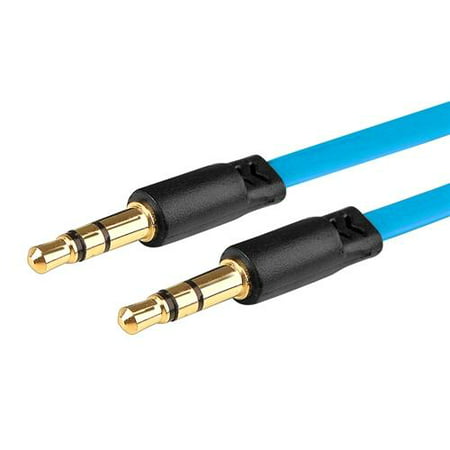 Insten 3.5mm Audio Aux Stereo Extension M/M Cable Cord 3.3FT Light Blue for Cell Phone Mobile Smartphone PC