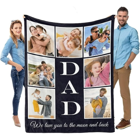 Custom Blanket with Picture, Personalized Fathers Day Dad Gifts from Daughter, Customized Blanket for Dad, Custom Throw Blankets with Photos, Customized Birthday Giftsn Blankets