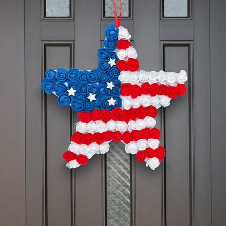 

Naittoop Clearance 2024! Independence Day Flower Five Pointed Star Gate Hanging Flowers Celebrating Garden Party Wall Hanging