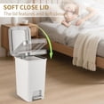 thumbnail image 5 of Small Bathroom Trash Can with Lid and 3 Rolls Trash Bags, Step Pedal Wastebasket Plastic Garbage Can with Pop-Up Lid 2.6 Gallon Bin for Kitchen, Bedroom, Office, Dorm, Laundry, Toilet, Rv, White, 5 of 7