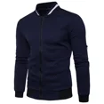 thumbnail image 3 of Sudaderas para hombre con bolsillos con cremallera, medio chándal fino de Color sólido, chándal informal con capucha para exteriores, chaqueta de manga larga, abrigos, 3 of 5