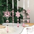 thumbnail image 4 of 10pcs Transparent Icicle Christmas Ornaments - Hollowed-out Mirror Color Pendants, Festive Hanging Decor For Christmas Tree, Window And Shopping Center, Sparkling Holiday Decorative Items, Pink, 4 of 6